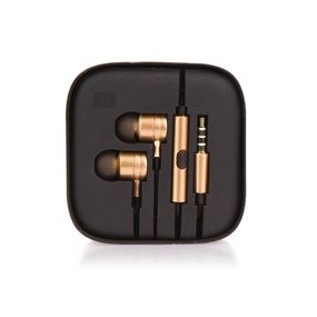 Ακουστικά στερεοφωνικό χρυσό κουτί μεταλλικό