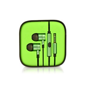 Ακουστικά στερεοφωνικό πράσινο-λάιμ κουτί μεταλλικό